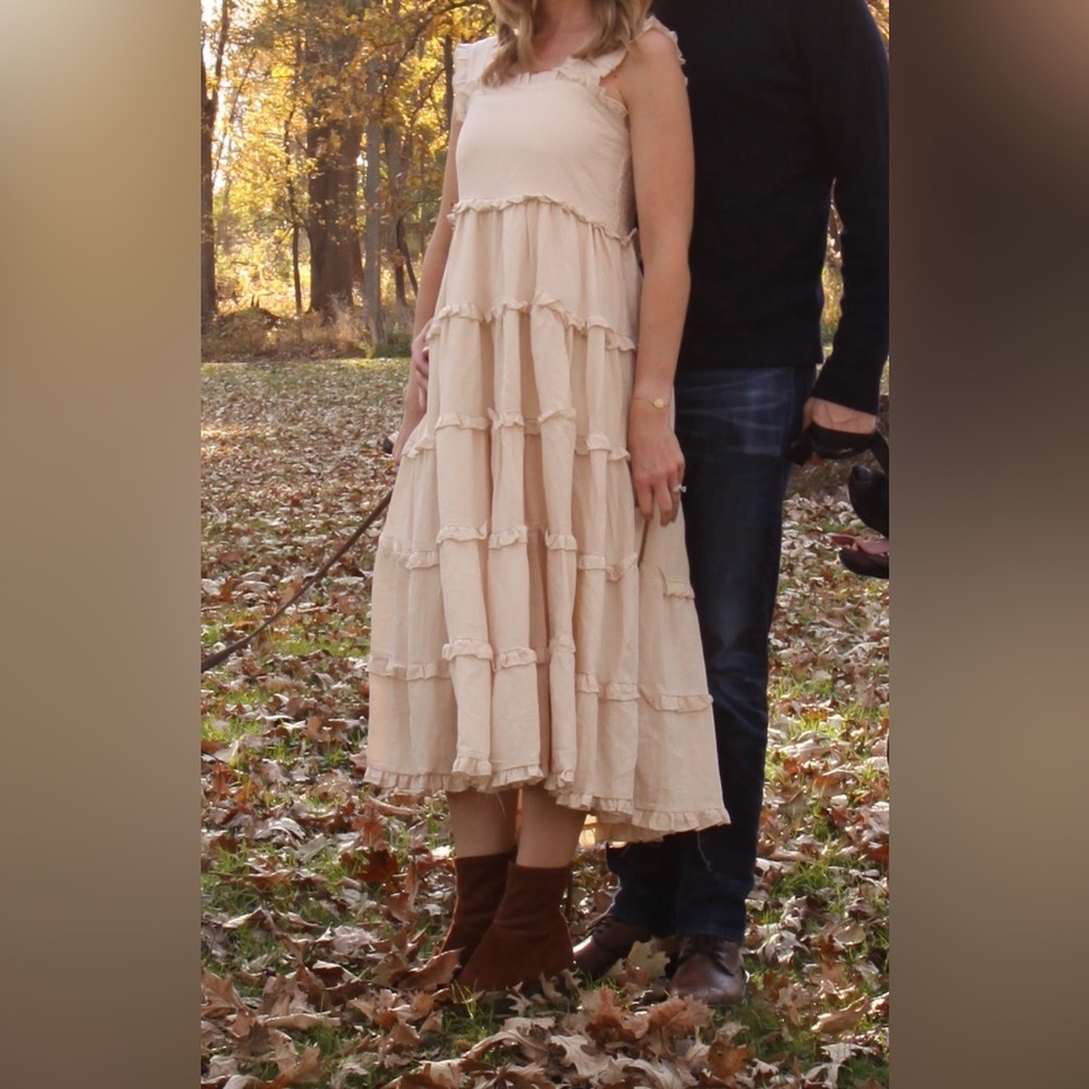 Self Cream Tiered Ruffle Midi Dress S | Romantic Cottagecore